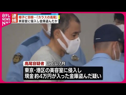 【帽子に羽根】「カラスの高尾」逮捕  美容室に侵入し金庫盗んだか